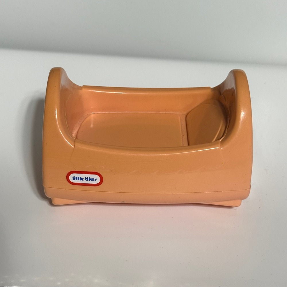Little Tikes Vintage Peach Doll Bed Cradle Dollhouse Furniture Toy
